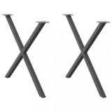 Gossi picioare pentru masa in forma de x 2 buc antracit otel