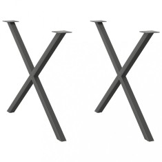vidaXL Picioare de masă &icirc;n formă de X, 2 buc., antracit, 90x(72-73) cm, oțel