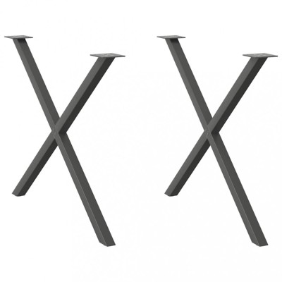 vidaXL Picioare de masă &amp;icirc;n formă de X, 2 buc., antracit, 90x(72-73) cm, oțel foto