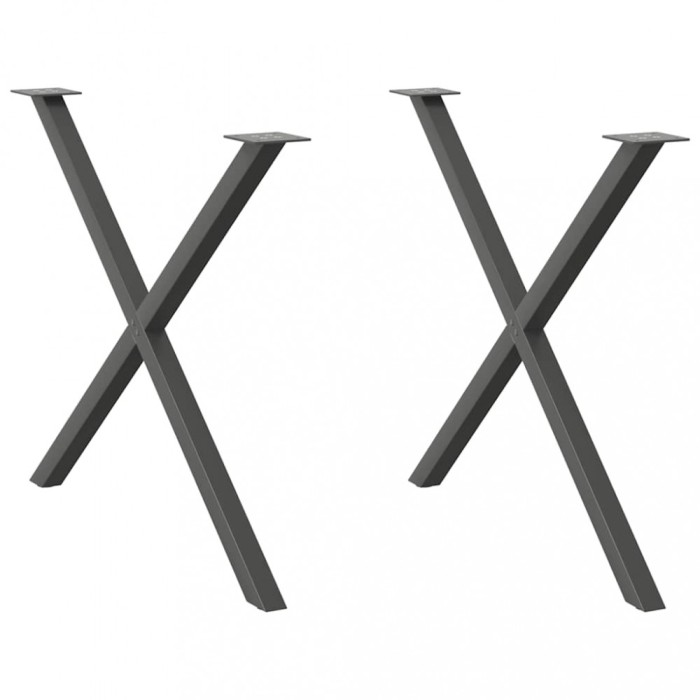 vidaXL Picioare de masă &icirc;n formă de X, 2 buc., antracit, 90x(72-73) cm, oțel