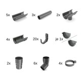 Set jgheaburi grafit 10m, Sistem 75