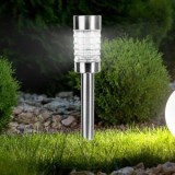 Lampa Solară Cilindrică Argintie pentru Spații Exterioare, CMCLASS