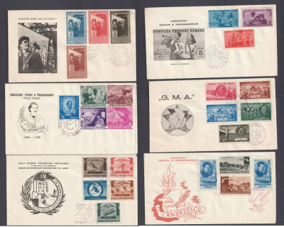 Lot 6 FDC-uri/ plicuri speciale, nr. lista : 261, 262, 265, 268, 273, 275, MNH foto