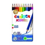 Creioane colorate Carioca Acquarell, cutie metalica, 12 culori