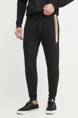 BOSS pantaloni de trening din bumbac bărbați, culoarea negru, cu imprimeu, 50540654