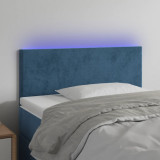 VidaXL Tăblie de pat cu LED, albastru &icirc;nchis, 80x5x78/88 cm, catifea
