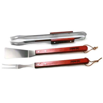 Ustensile pentru barbecue, grill, gratar, inox, maner lemn, set 3 buc GartenVIP DiyLine foto