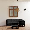 Set Mobilier Gradina Gossi, 5 Piese, Lemn Masiv Pin, Negru/Antracit, Perne Incluse
