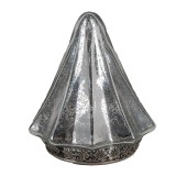 Cumpara ieftin Brad Craciun sticla metal argintiu cu led 14x16 cm