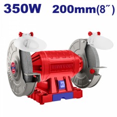 Polizor Electric de Banc EMTOP EBGR83501, 350W, 200mm (8&amp;quot;), Viteza 2950 RPM, Baza Aluminiu, Scuturi de Protectie, Cutie de Depozitare Inclusa, Ideal p foto