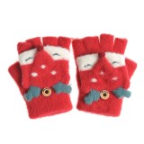 Manusi rosii fara degete cu clapeta