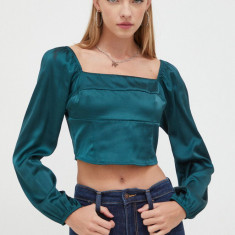 Hollister Co. bluza femei, culoarea verde, neted