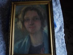 portret Vera Veslovschi Nitescu - pictura in ulei pe carton foto