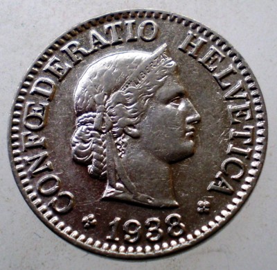 7.062 ELVETIA 10 RAPPEN 1938 B NICHEL foto