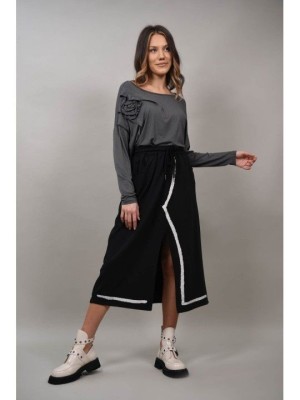 BLUZA MANECA LUNGA CU FLOAREA IN RELIEF ARMONIA TALIE UNICA Gri foto