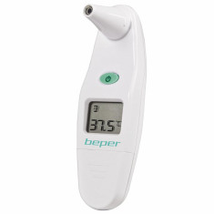 Termometru digital Beper 40.102, Pentru urechi, Afișaj LCD, Semnal sonor, Memorie, Accesorii, Alb