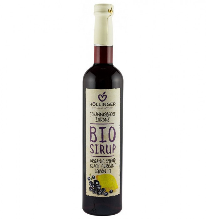 Sirop bio din coacaze negre cu lamaie, 500ml Hollinger