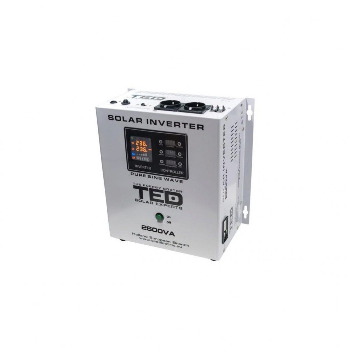 Invertor Solar Fotovoltaic Monofazat Off-Grid, 24V 2600VA 1800W MPPT cu unda sinusoidala pura, TED Electric TED000293