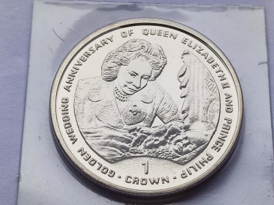 19. Moneda Gibraltar 1 crown 1997 (Golden Wedding. Prince Charles) foto