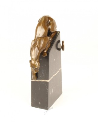 Pantera coborand-statueta din bronz pe un soclu din marmura BJ-6 foto
