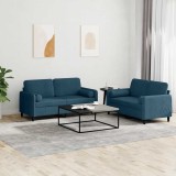 vidaXL Set de canapele cu perne, 2 piese, albastru, catifea 3202003