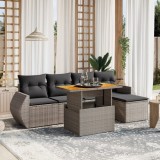 Set mobilier gradina cu perne, 6 piese, gri, poliratan