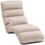 HOMCOM Fotoliu 1 loc convertibil cu spătar și suport de cap reglabile pe 5 poziții, 58x119x78cm, bej | Aosom Romania