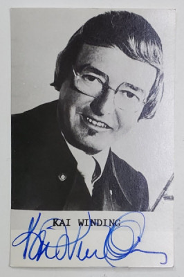 KAI WINDING (1922- 1983), TROMBONIST SI COMPOZITOR DE JAZZ AMERICAN , FOTOGRAFIE CU SEMNATURA OLOGRAFA , ANII &amp;#039;70 foto