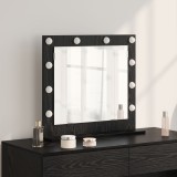 VidaXL Oglindă de toaletă cu lumini LED Stejar Negru 60x55x18 cm