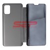 Husă Clear View Mirror Samsung Galaxy A71 Neagră, Stand, Protecție 360