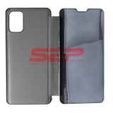 Husă Clear View Mirror Samsung Galaxy A71 Neagră, Stand, Protecție 360