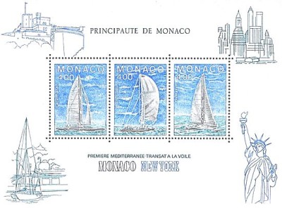 Monaco 1985 - New York Sailing, vapoare, bloc neuzat foto