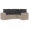 Set canapea de gradina cu perne, 4 piese, gri deschis poliratan