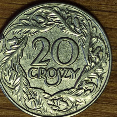 Polonia - moneda de colectie raruta - 20 groszy 1923 - impecabila, lucioasa !