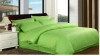 Lenjerie de pat pentru o persoana cu husa elastic pat si fata perna dreptunghiulara, Elegance, damasc, dunga 1 cm 130 g/mp, Verde, bumbac 100%