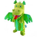 Marioneta de mana Dragonul Verde Fiesta Crafts, 28 x 28 cm, 3 ani+, Verde