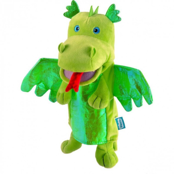 Marioneta de mana Dragonul Verde Fiesta Crafts, 28 x 28 cm, 3 ani+, Verde