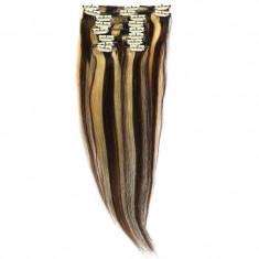 Clip-On Par Natural MegaVolum 50cm 240gr Saten Ciocolatiu Suvitat/Blond Deschis #4/60 foto