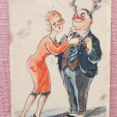 Carte postala caricatura, datata 1943 - Circulata