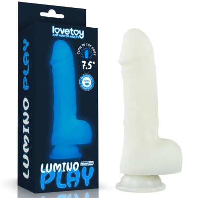 Dildo Fantezie Fosforescent Lumino Play, Alb, 19 cm foto