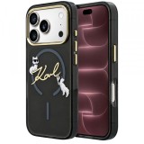 Husa MagSafe pentru Apple iPhone 18 Pro Max / 17 Pro Max, Karl Lagerfeld, IML Choupette Karl Script Logo, Neagra