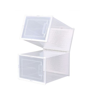 Set 3 cutii depozitare incaltaminte, transparente, gauri pentru aerisire, usa si maner foto