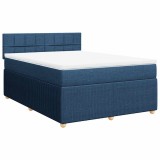 Cumpara ieftin Pat box spring cu saltea, albastru, 140x200 cm, textil