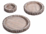 Cumpara ieftin Set 3 tavi lemn natur &Oslash; 37 cm x 4 H, &Oslash; 28 x 4 H, &Oslash; 17,5 x 4 H
