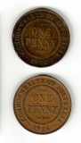 SV * Australia * LOT 2 x ONE PENNY 1922 (F+) si 1936 (VF+)