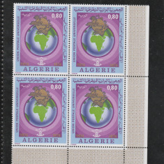 Algeria 1974-Centenar U.P.U.,1874-1974,serie in bloc 4,colt,dantelate,MNH,Mi.631