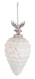 Set 12 globuri brad Craciun sticla alba Decorum &Oslash;9x18h
