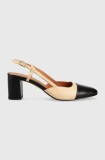 Jonak pantofi de piele DHAPOP CUIR culoarea bej, cu toc drept, cu toc deschis, 6000952