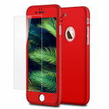 Cumpara ieftin Husa Fullcover iPhone 7 iPhone 8 Red 360&deg; Joyroom + Folie Sticla