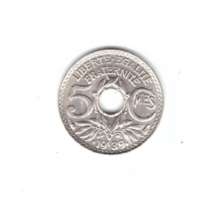 Moneda Franta 5 centimes 1939, stare foarte buna, curata, cu luciu